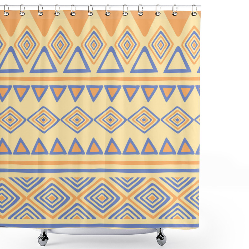 Personality  Tribal Hand Drawn Background, Ethic Doodle Pattern. Geometric Borders. Hand Drawn Abstract Backdrop. Wallpaper For Pattern Fills, Web Page Shower Curtains