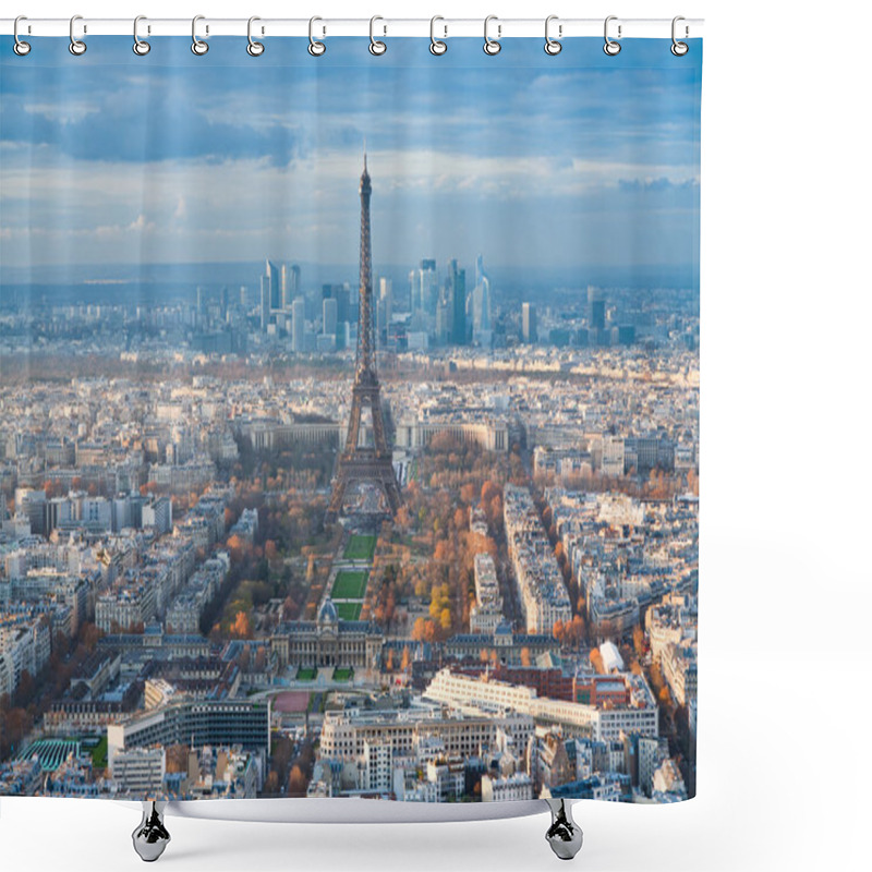 Personality  Eiffel Tower And Panorama Of Paris Shower Curtains