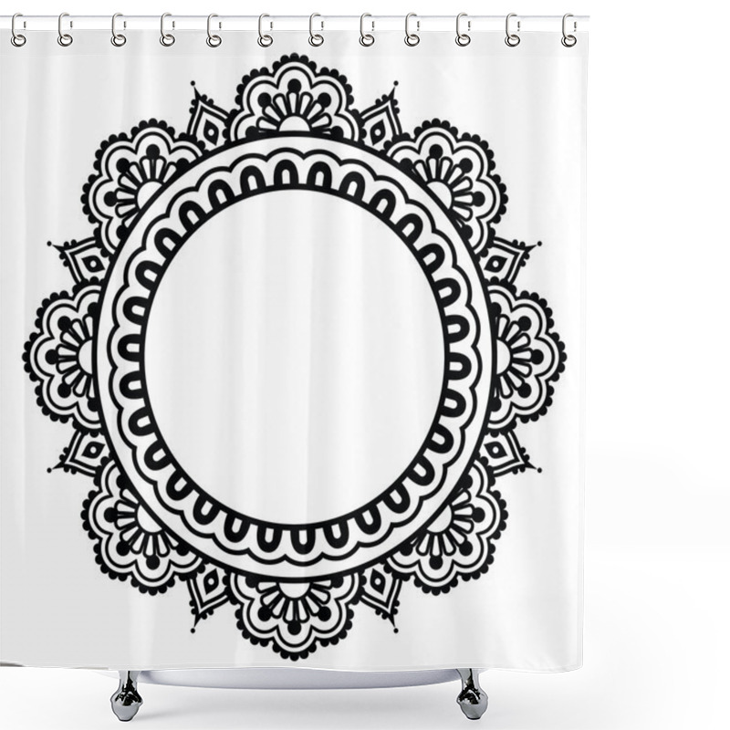 Personality  Indian Henna Floral Tattoo Round Pattern - Mehndi Shower Curtains