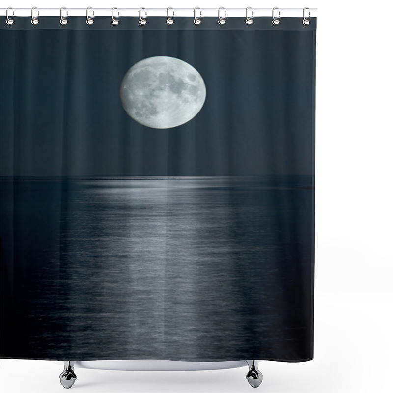 Personality  Full Moon In Black Sky Shower Curtains