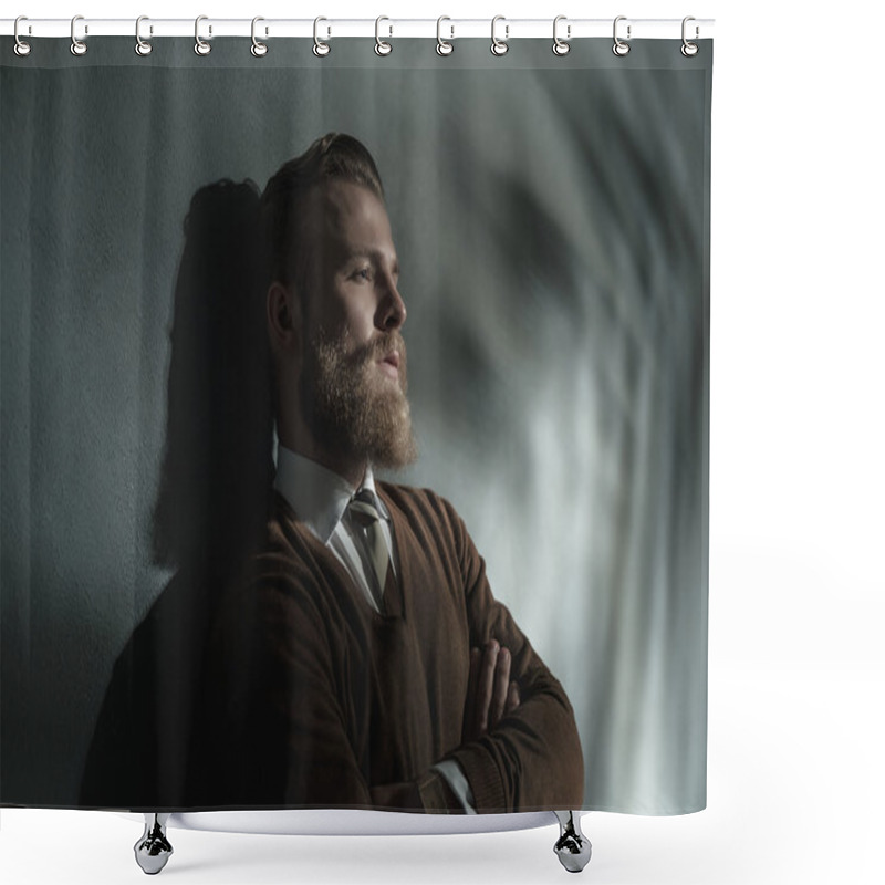 Personality  Thoughtful Man Standing Daydreaming Shower Curtains