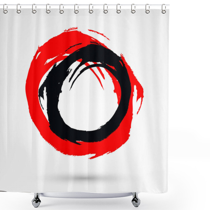 Personality  Circle Brush Stroke. Black And Red Brushstroke. Dirty Texture In Grunge Style. Paint Brushstrokes Isolated On White Background. The Design Graphic Element Is Saved As A Vector Illustration In EPS Shower Curtains