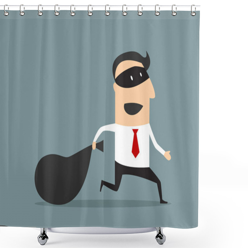 Personality  Thief Businessman Carrying Money Bag Shower Curtains