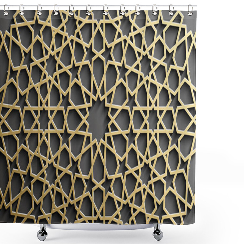 Personality  Gold Islamic Pattern On Black Background. Islamic Ornament Vector, Persian Motiff. Shower Curtains