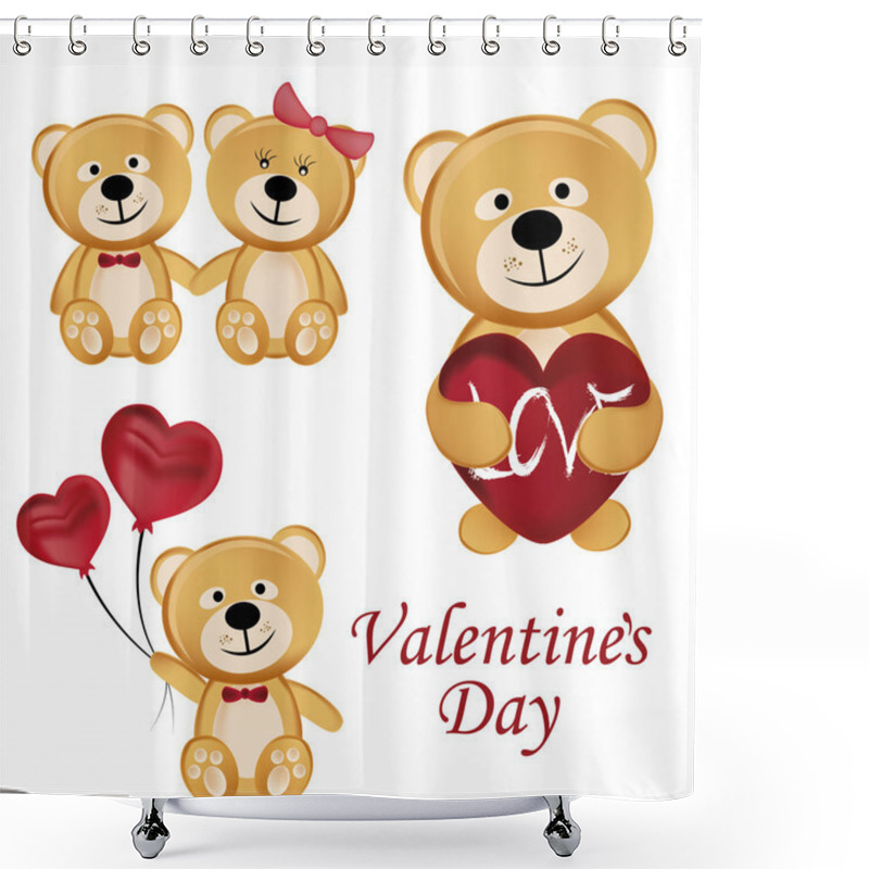 Personality  Bears For Valentine's Day Shower Curtains