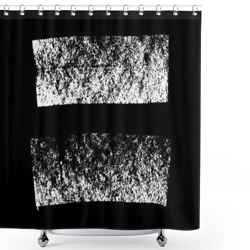 Personality  Set Of Grunge White Chalk Texture Stripe Brush On Black Background Shower Curtains