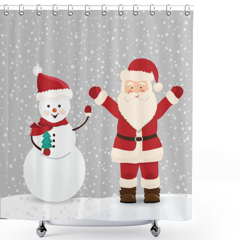 Personality  Christmas Card In Vector Shower Curtains