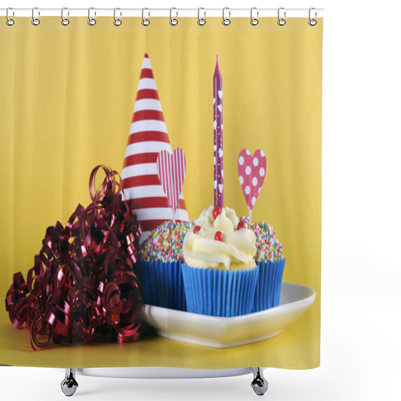 Personality  Party Theme Bright Cupcakes Shower Curtains