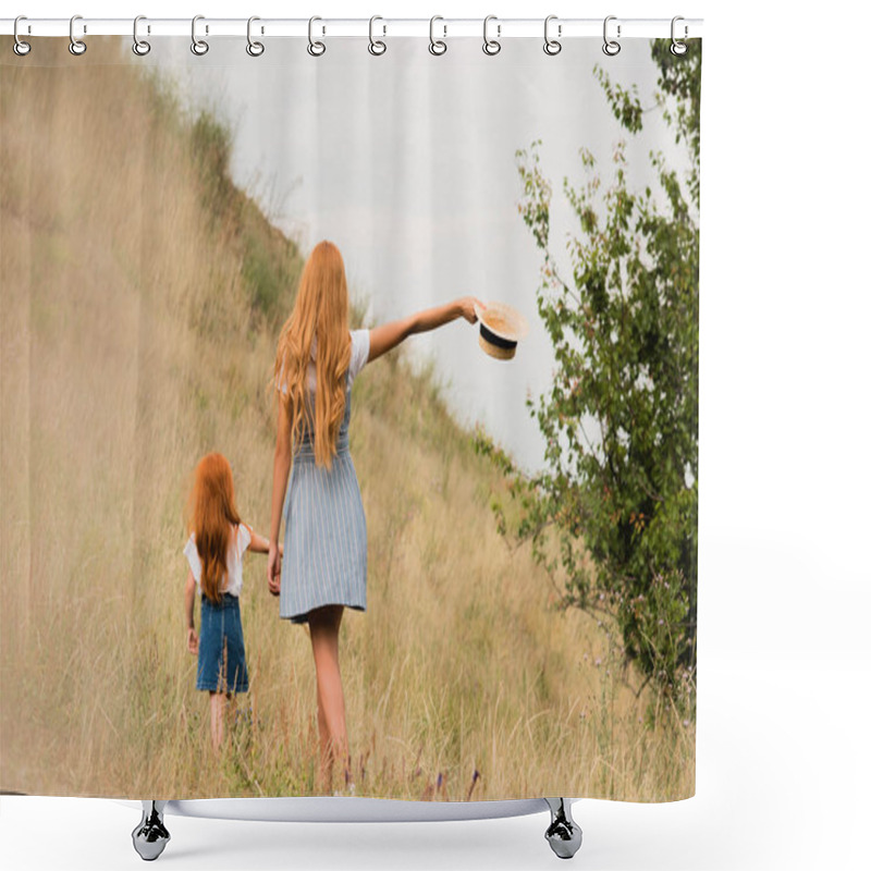 Personality  Mother And Daughter Walking On Grass Shower Curtains