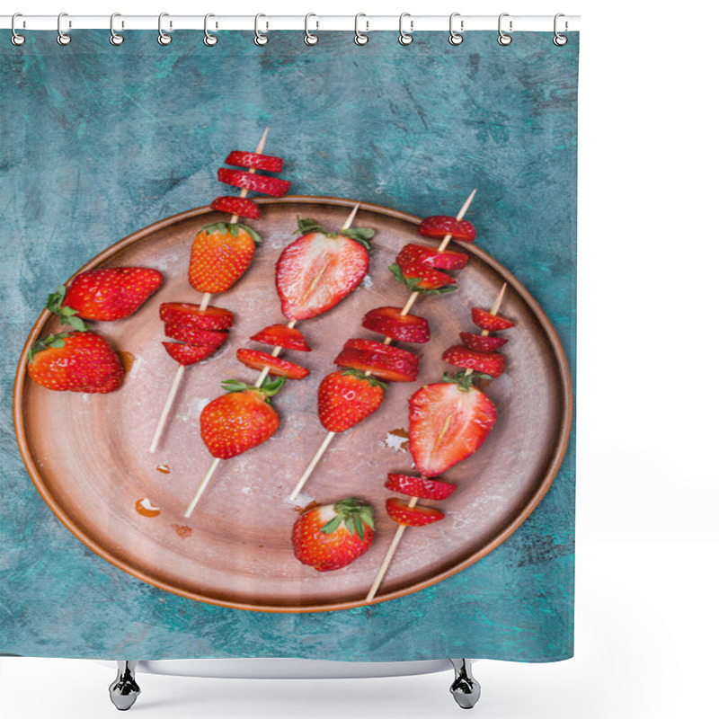 Personality  Strawberries On Wooden Skewers Shower Curtains