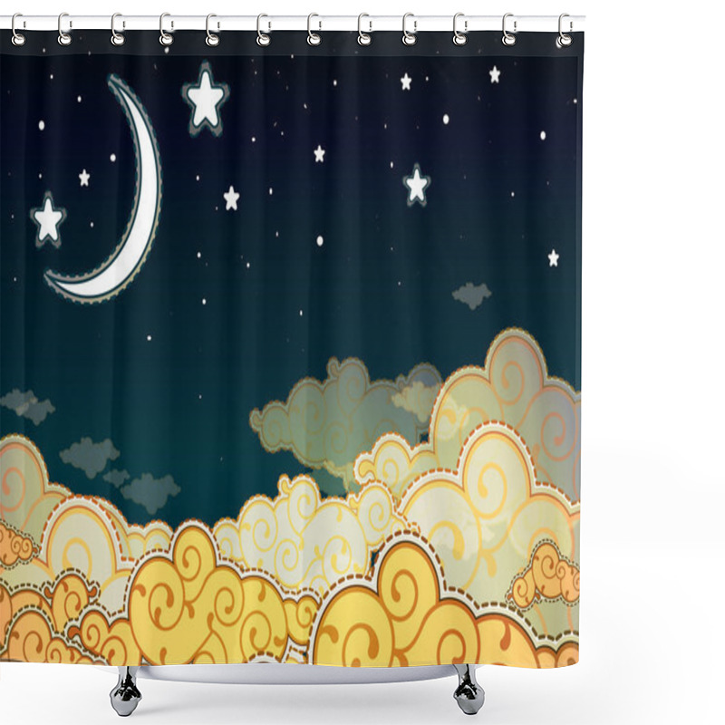 Personality  Cartoon Style Night Sky Shower Curtains