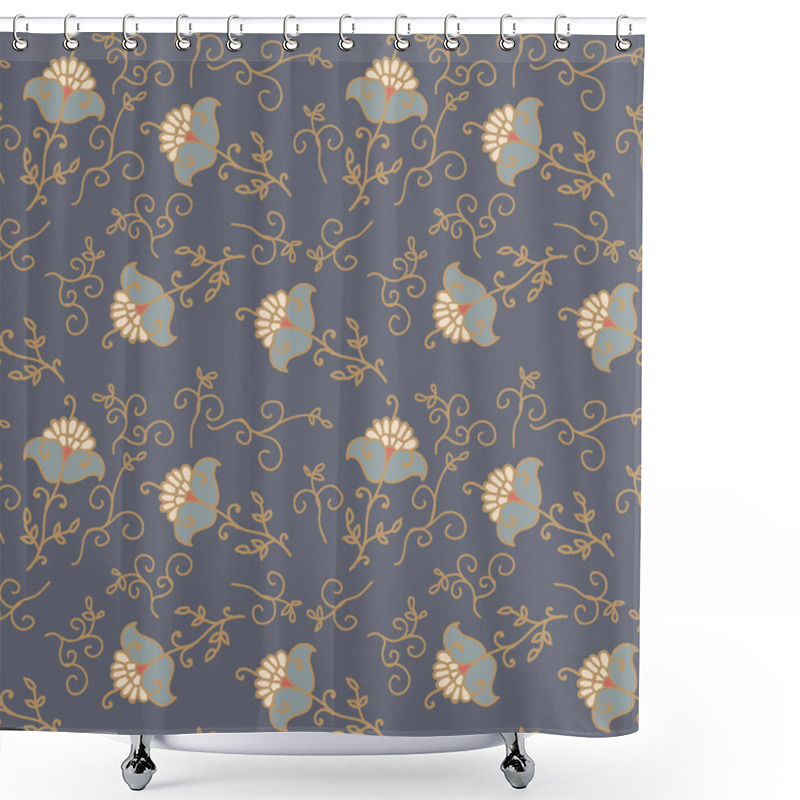 Personality  Bohemian Floral Seamless Repeat Vector Pattern.  Modern Floral Graphic Textile Design.  Shower Curtains