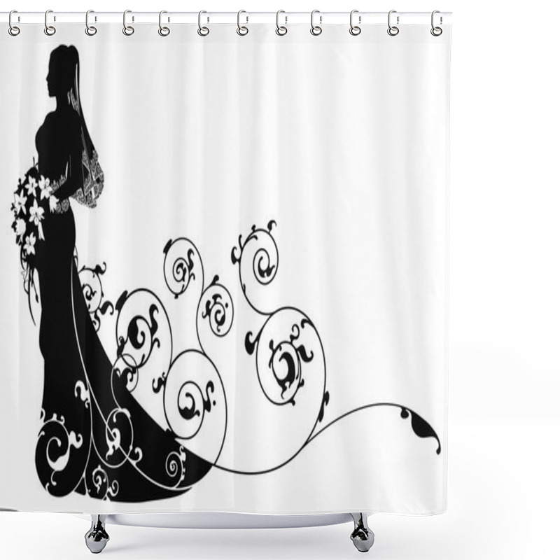 Personality  Bride Beautiful Wedding Dress Pattern Background Shower Curtains