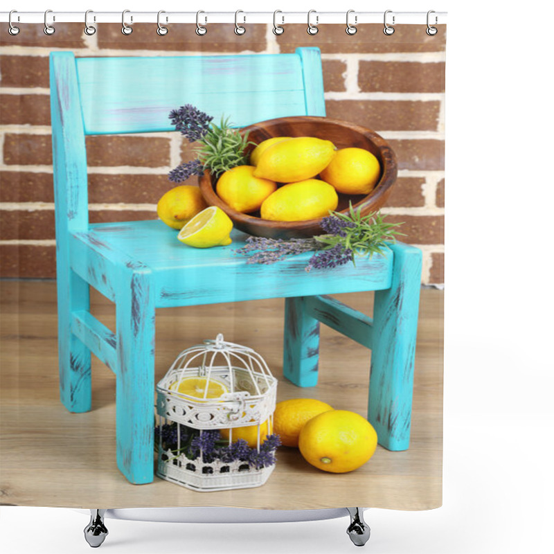 Personality  Still Life With Fresh Lemons And Lavender Shower Curtains