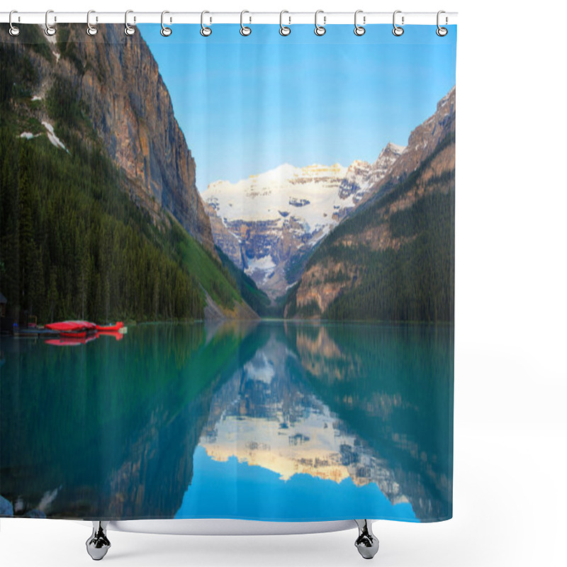 Personality  Lake Louise, Red Canoe, Banff National Park Shower Curtains