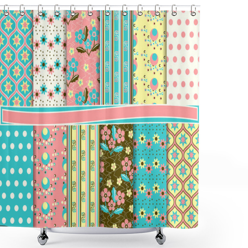 Personality  Abstract Floral Vector Set Of Scrapbook Paper Shower Curtains