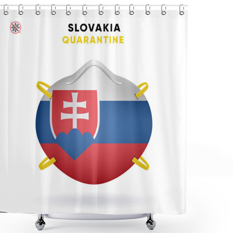 Personality  Slovakia Quarantine Mask With Flag. Medical Precaution Concept. Vector Illustration Coronavirus Isolated On White Background. Template Danger Of Coronavirus Shower Curtains