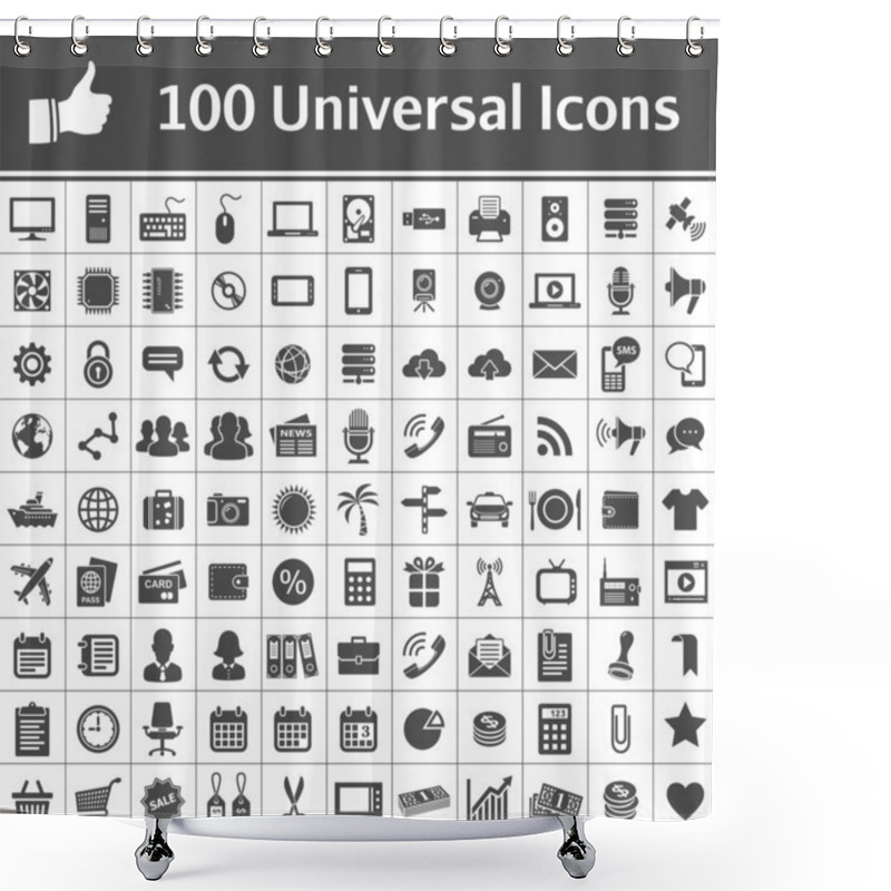 Personality  Universal Icons Set Shower Curtains