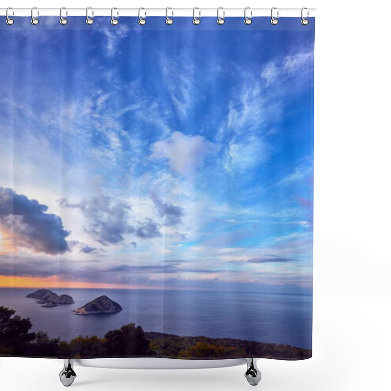 Personality  Sunset With A View Of The Sea With Clouds. Shower Curtains