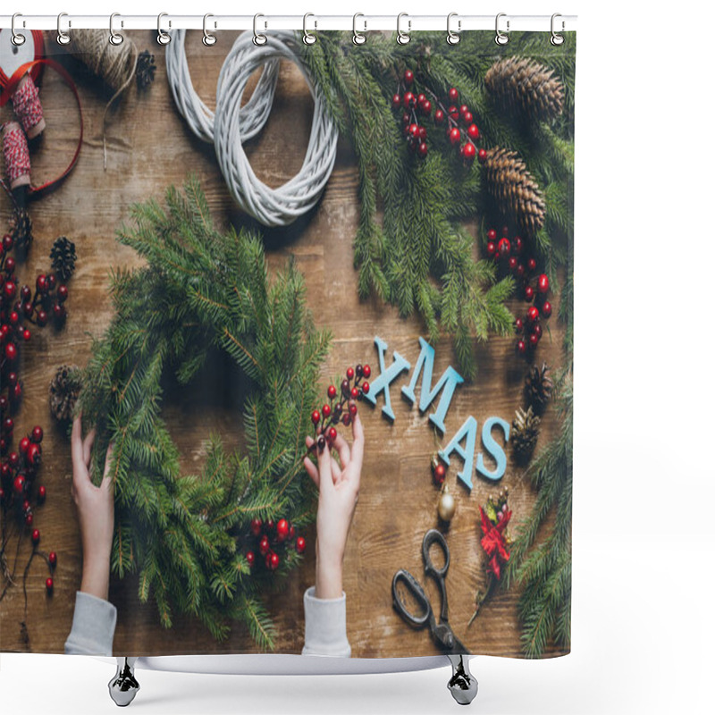 Personality  Florist Making Christmas Wreath  Shower Curtains