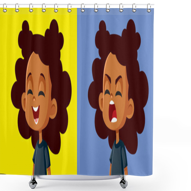 Personality  Little Girl Laughing And Screaming With Anger Vector Cartoon Character Shower Curtains