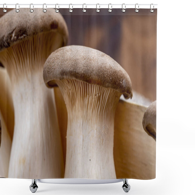 Personality  Tasty Vegetarian Food, Fresh Organic Pleurotus Eryngii King Trumpet Mushrooms  Close Up Shower Curtains