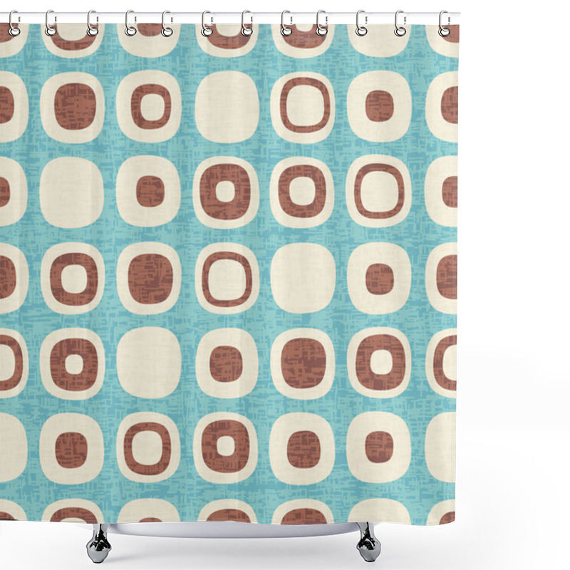 Personality  Abstract Seamless Pattern Of Rounded Squares With Random Details. Retro Style. Shower Curtains