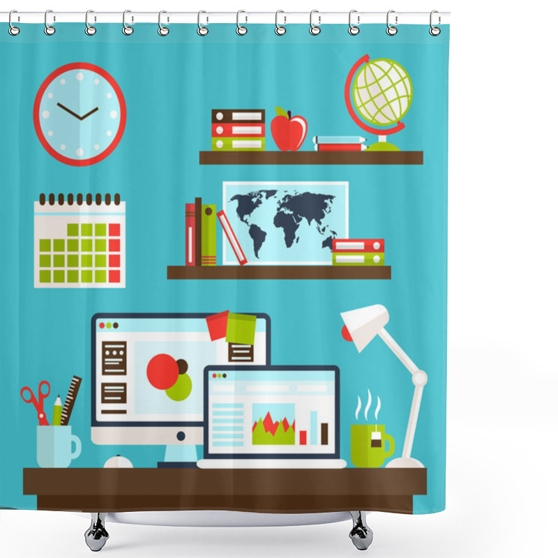 Personality  Office Workstation Design Shower Curtains