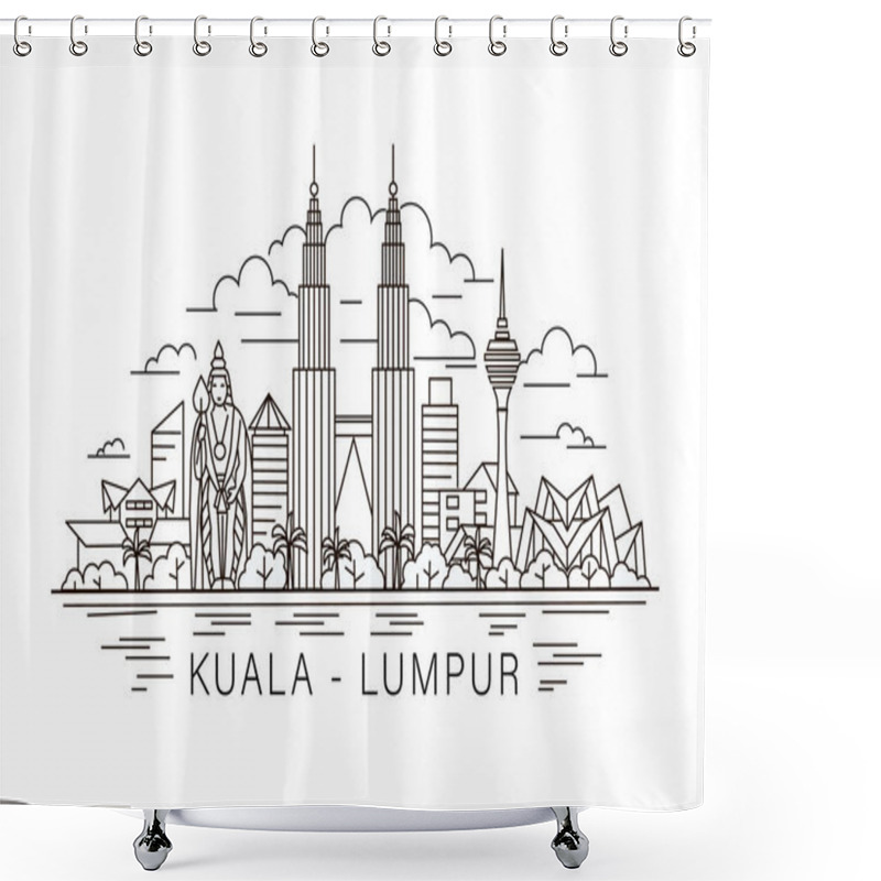 Personality  Kuala Lumpur Lineart Illustration. Kuala Lumpur Holiday Travel Flat Drawing. Modern Line Kuala Lumpur Illustration. Hand Sketched Poster, Banner, Postcard, Card Template For Travel Company, T-shirt Shower Curtains