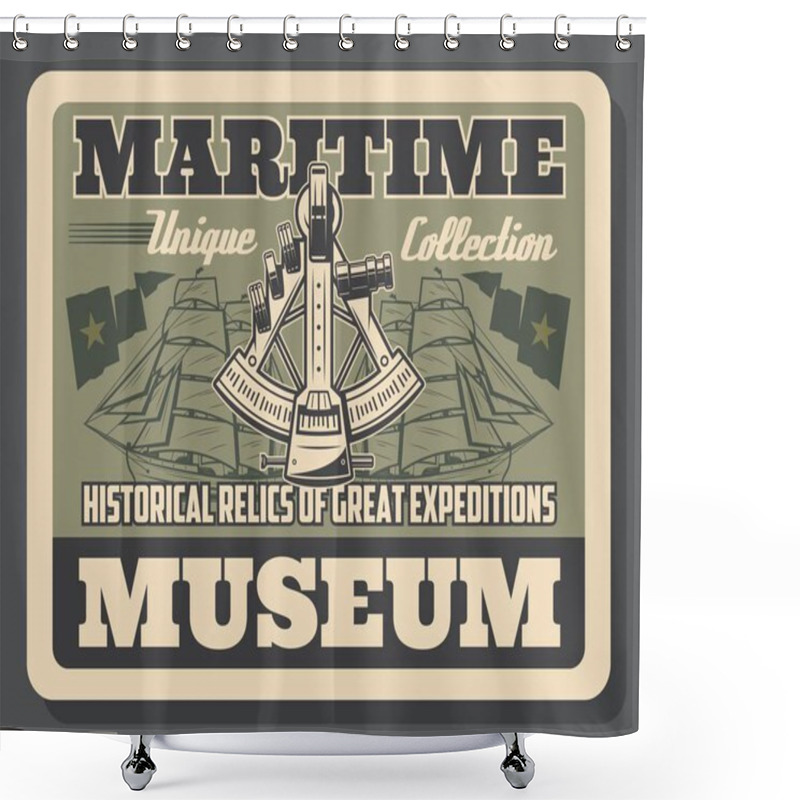 Personality  Maritime Museum Poster With Navigation Tools Shower Curtains