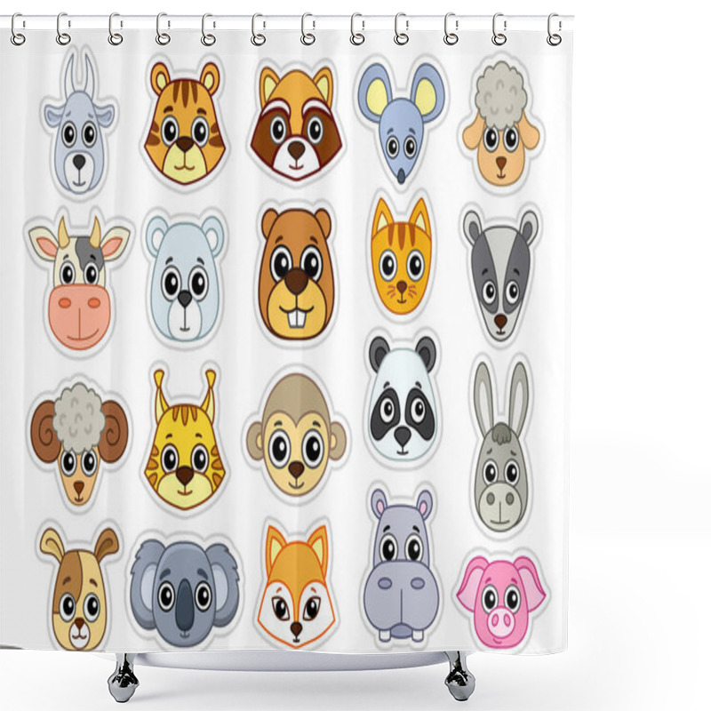 Personality  Animal Head Carnival Face Mask. Vector Illustration Shower Curtains