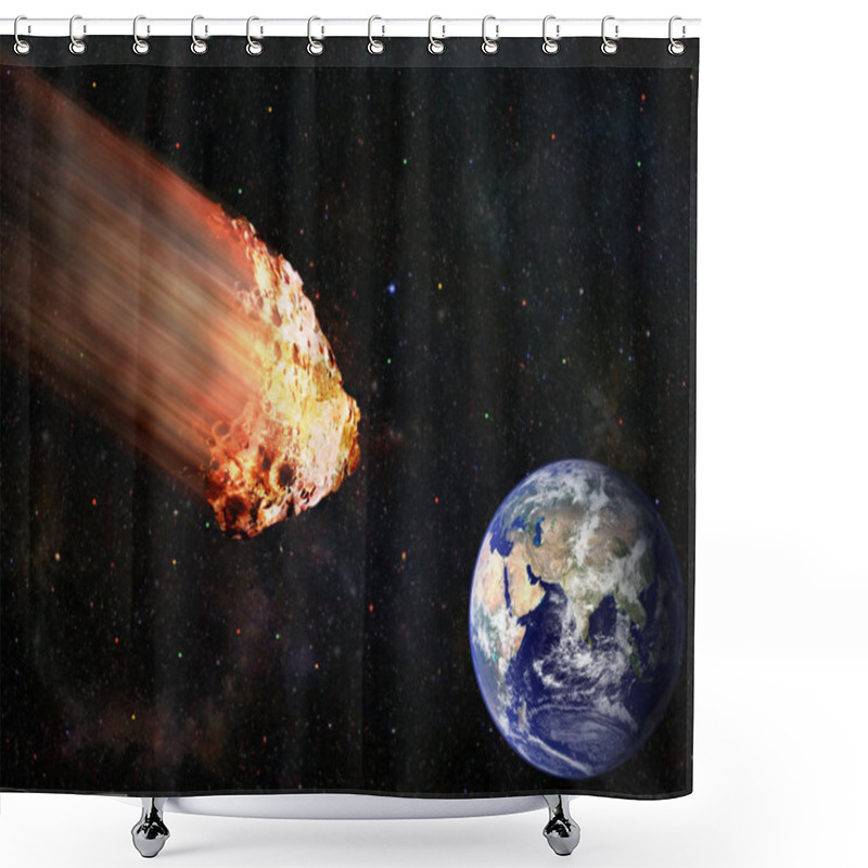 Personality  Flaming Asteroid Hitting Earth Shower Curtains