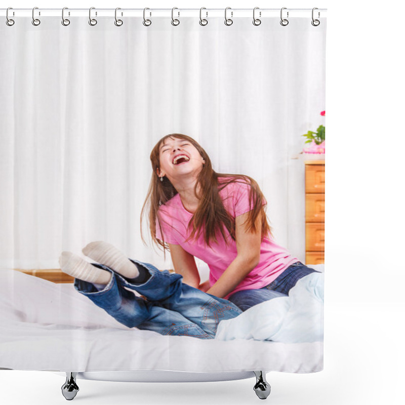 Personality  Laughing Girl And A Her Brother Shower Curtains