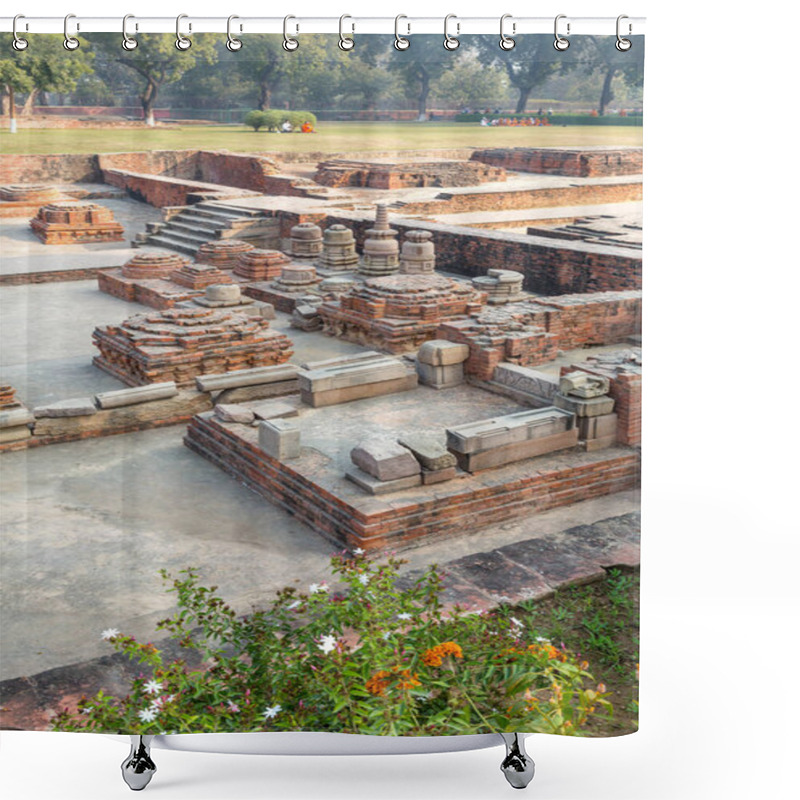 Personality  Remains Of Votiv Stupas In Sarnath, Varanasi, Uttar Pradesh, India Shower Curtains