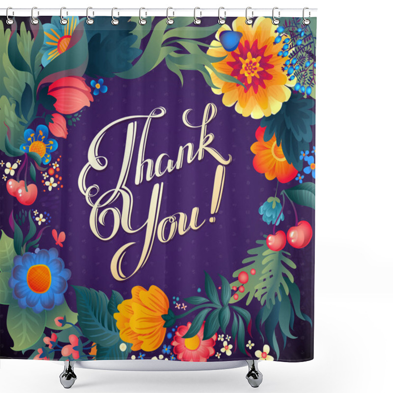 Personality  Thank You Floral Card Shower Curtains