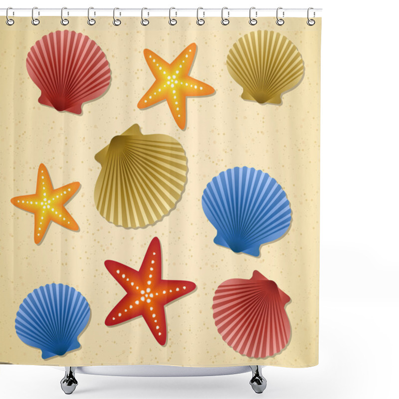 Personality  Seashells And Starfishes Shower Curtains