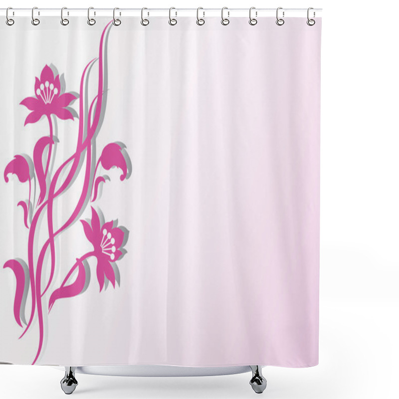 Personality  Vector Pink Flowers. Shower Curtains