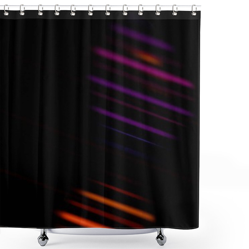 Personality  Abstract Vertical Light Bars In Darkness With Vibrant Purple And Orange Tones Shower Curtains