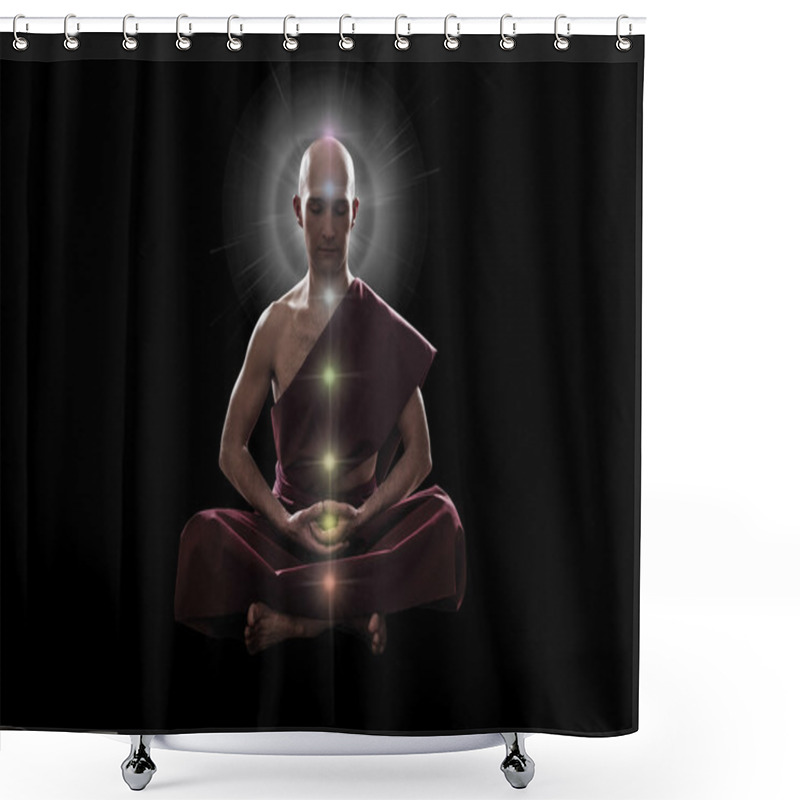 Personality  Buddhist Monk In Meditation Pose Shower Curtains