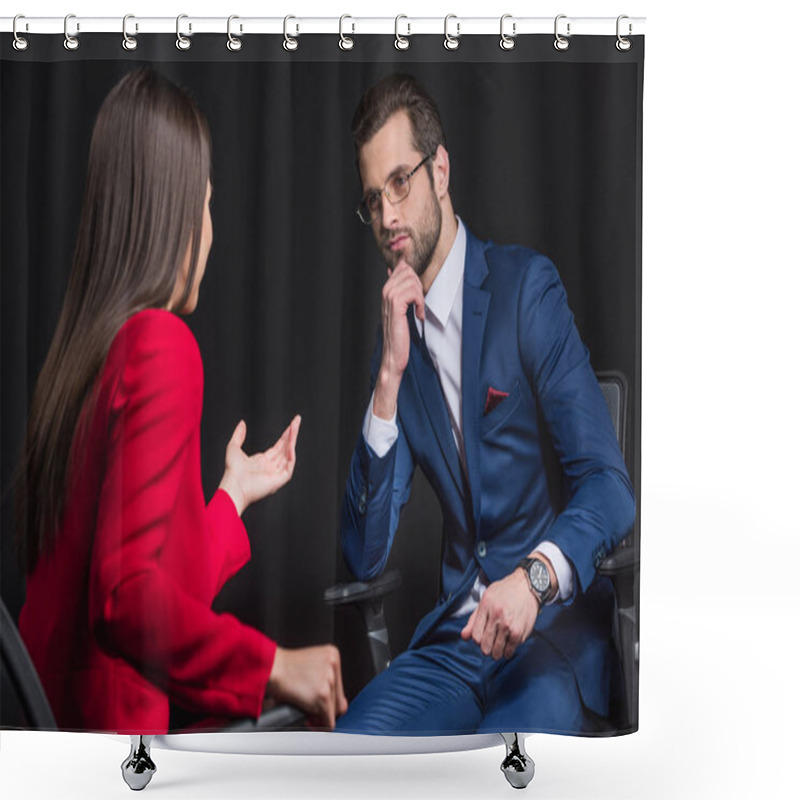 Personality  Young Businesspeople Chatting Shower Curtains