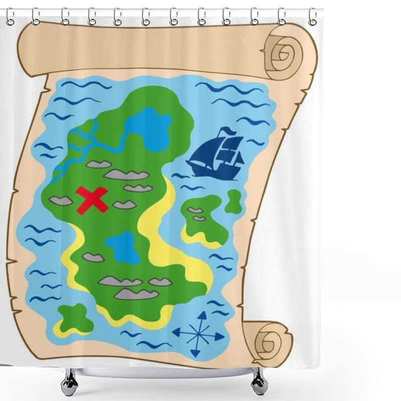 Personality  Old Parchment With Treasure Map Shower Curtains