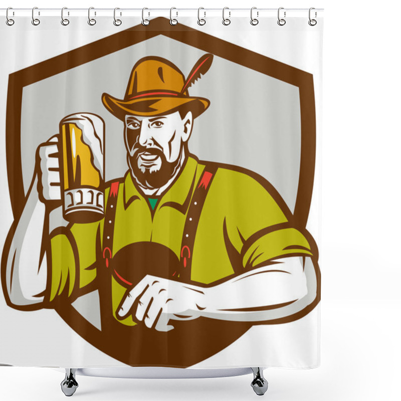 Personality  Oktoberfest Bavarian Beer Drinker Shield Retro Shower Curtains