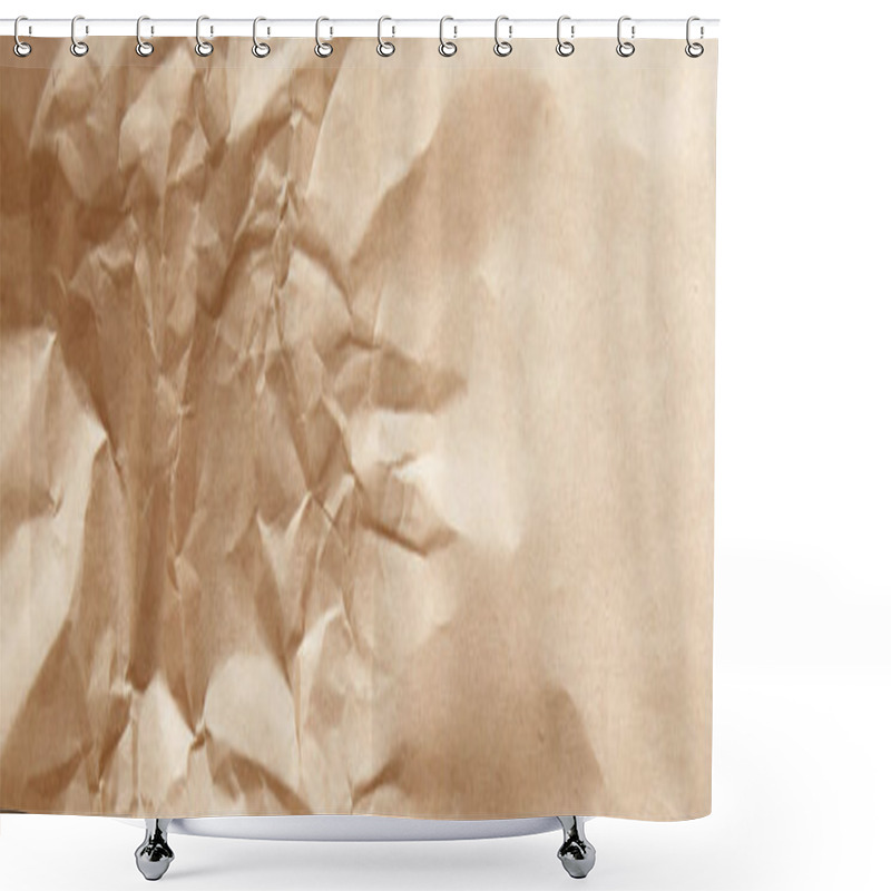 Personality  Top View Of Empty Crumpled Craft Paper Texture, Panoramic Shot Shower Curtains