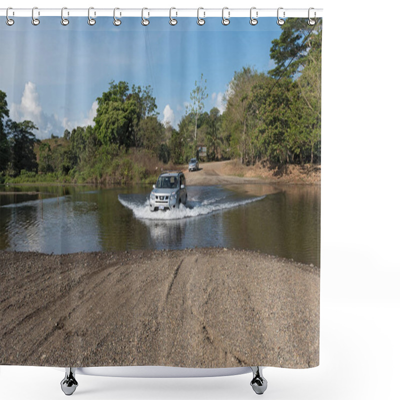 Personality  Car At A River Crossing Near Drake, Costa Rica Shower Curtains