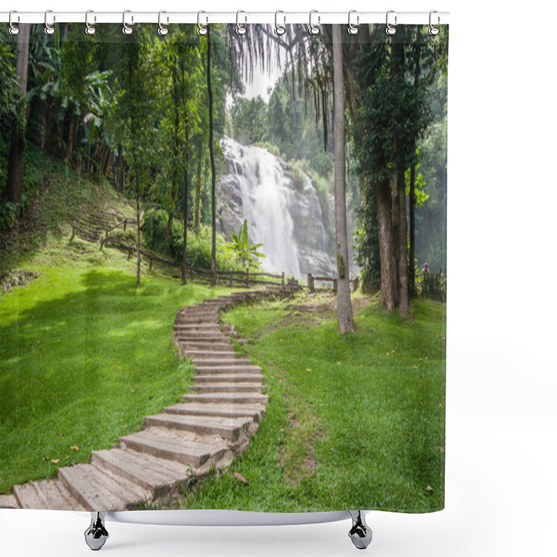 Personality  Pathway To View The Waterfall Shower Curtains