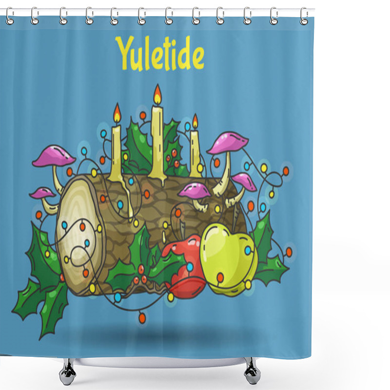 Personality  Yule Log, Vector Illustration Shower Curtains