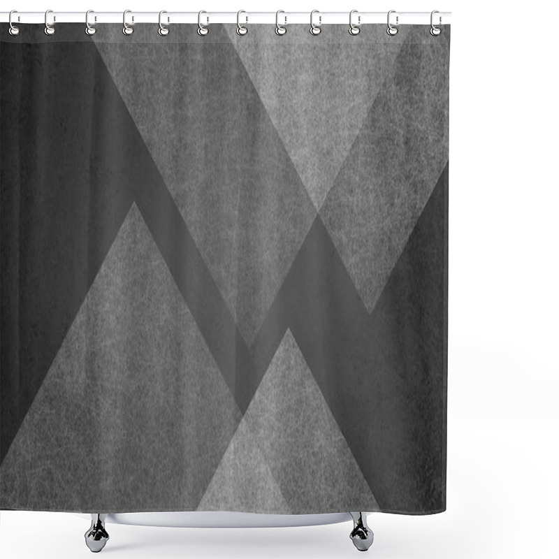 Personality  Abstract Black And White Background With Large Geometric Triangle And Diamond Pattern. Elegant Dark Gray Color With Textured Light Shapes And Angles In Modern Contemporary Design. Shower Curtains