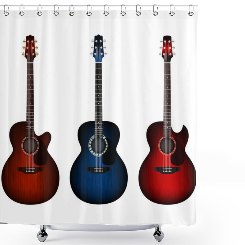 Personality  Set Of Acoustic Guitars Shower Curtains