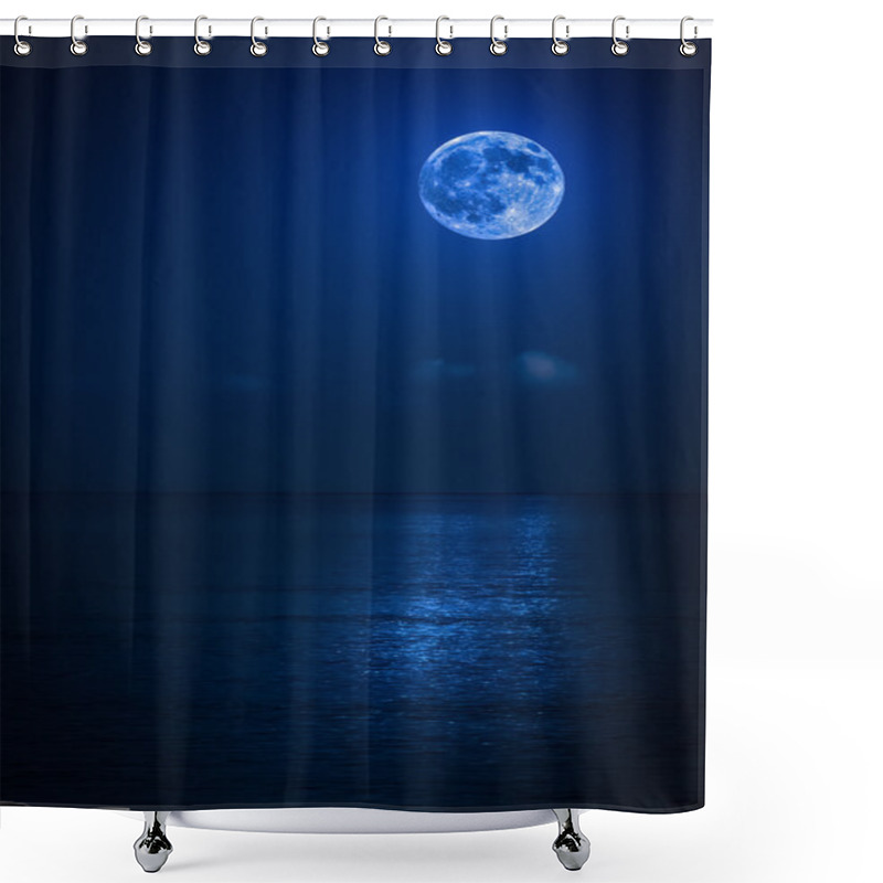 Personality  Bright Full Moon On The Ocean Shower Curtains