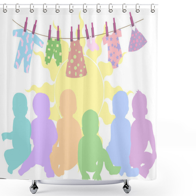 Personality  Illustration Of Isolated Baby Clothes And Babys Shower Curtains